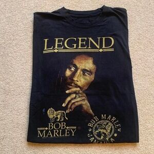 Vtg‎ 2005 Bob Marley Legend Graphic T-Shirt XXL Y2K Reggae Distressed Faded